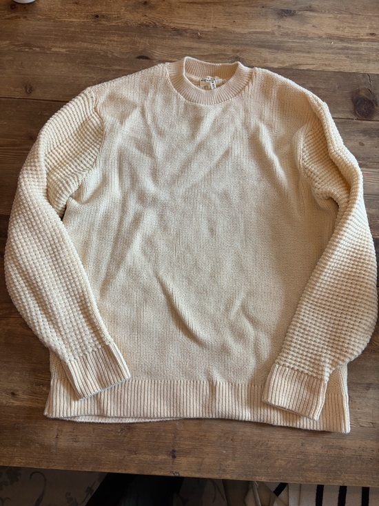 Ted Baker Other - Ted Baker 100% Wool Cream Crewneck Sweater Textured Sleeves Size L |